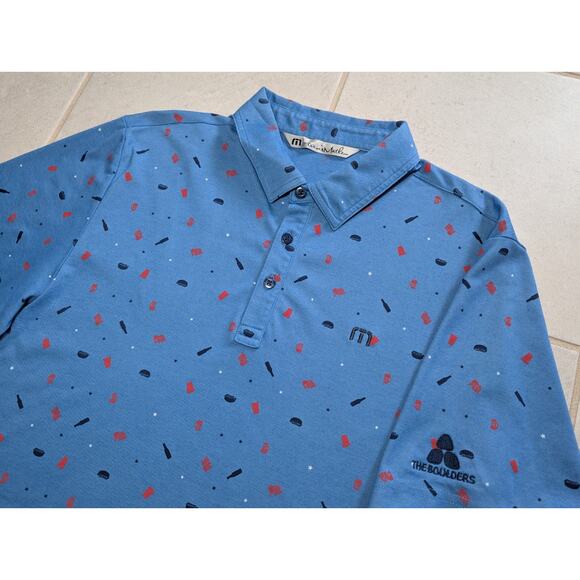 Travis Mathew Other - Travis Mathew Men's Large Golf Polo Shirt USA Print Blue Stretch The Boulders